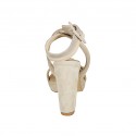 Sandale pour femmes avec boucles et plateforme en daim beige et taupe et cuir nue talon 10 - Pointures disponibles:  42, 43