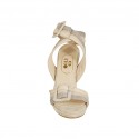 Sandale pour femmes avec boucles et plateforme en daim beige et taupe et cuir nue talon 10 - Pointures disponibles:  42, 43