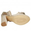 Sandale pour femmes avec boucles et plateforme en daim beige et taupe et cuir nue talon 10 - Pointures disponibles:  42