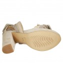 Sandale pour femmes avec boucles et plateforme en daim beige et taupe et cuir nue talon 10 - Pointures disponibles:  42, 43