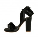 Sandale pour femmes avec boucles et plateforme en daim, cuir et cuir verni noir talon 10 - Pointures disponibles:  33