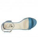Woman's open shoe with strap in light blue printed patent leather heel 4 - Available sizes:  42