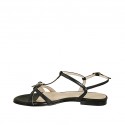 Woman's sandal in black leather with buckle heel 1 - Available sizes:  33