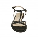 Sandale pour femmes en cuir noir avec boucle talon 1 - Pointures disponibles:  33