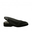 Zapato destalonado para mujer en piel de color negra tacon 3 - Tallas disponibles:  33, 34, 42