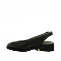 Zapato destalonado para mujer en piel de color negra tacon 3 - Tallas disponibles:  33, 34, 42