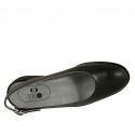 Woman's slingback pump in black colored leather heel 3 - Available sizes:  33, 34, 42