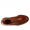 Zapato derby con cordones y puntera para hombres en piel de color cuero - Tallas disponibles:  49