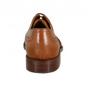 Zapato derby con cordones y diseño Brogue para hombre en piel de color cuero - Tallas disponibles:  36, 47, 50, 52