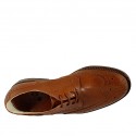 Men's laced derby shoe with Brogue decorations in tan-colored leather - Available sizes:  36, 46, 47, 49, 50, 52
