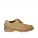 Men's laced shoe in beige nubuck leather - Available sizes:  46, 47