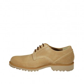 Chaussure à lacets pour hommes en cuir nubuck beige - Pointures disponibles:  46, 47 2