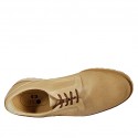 Zapato para hombre con cordones en piel nubuk beis - Tallas disponibles:  37, 46, 47, 49