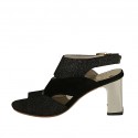 Sandale pour femmes en daim et daim imprimé scintillant noir talon 7 - Pointures disponibles:  33