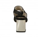 Sandale pour femmes en daim et daim imprimé scintillant noir talon 7 - Pointures disponibles:  33