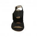 Sandale pour femmes en daim et daim imprimé scintillant noir talon 7 - Pointures disponibles:  33