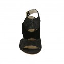 Woman's sandal in black suede and glittered printed suede heel 7 - Available sizes:  33, 34
