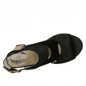 Sandale pour femmes en daim et daim imprimé scintillant noir talon 7 - Pointures disponibles:  33