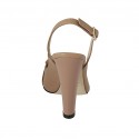 Sandale pour femmes avec plateforme, chaîne et franges en cuir rose beige talon 11 - Pointures disponibles:  42