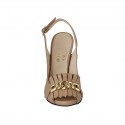 Sandale pour femmes avec plateforme, chaîne et franges en cuir rose beige talon 11 - Pointures disponibles:  42
