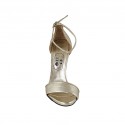 Zapato abierto con cinturon para mujer en piel laminada platino tacon 11 - Tallas disponibles:  42, 46