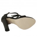 Chaussure ouverte pour femmes avec courroie et boucle en cuir noir talon 11 - Pointures disponibles:  42