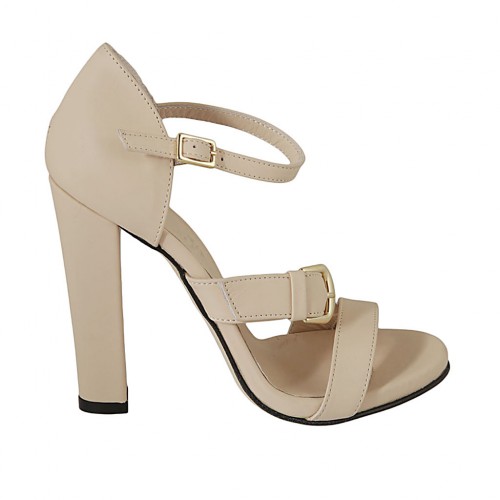 Woman's open shoe with strap and buckle in nude leather heel 11 - Available sizes:  42