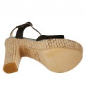 Sandalo da donna con cinturino e plateau in camoscio stampato laminato nero tacco 12 - Misure disponibili: 31, 32, 33, 34, 42, 43, 44