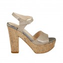Woman's strap sandal with platform in platinum printed laminated suede heel 12 - Available sizes:  43