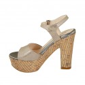 Woman's strap sandal with platform in platinum printed laminated suede heel 12 - Available sizes:  43