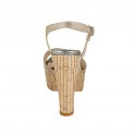 Sandalo da donna con cinturino e plateau in camoscio stampato laminato platino tacco 12 - Misure disponibili: 43