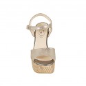 Sandale pour femmes avec courroie et plateforme en daim lamé et imprimé platine talon 12 - Pointures disponibles:  43