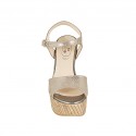 Woman's strap sandal with platform in platinum printed laminated suede heel 12 - Available sizes:  43