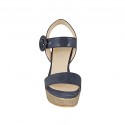 Sandale pour femmes en daim imprimé et lamé bleu avec courroie, plateforme et talon 10 - Pointures disponibles:  43, 44