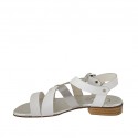 Woman's sandal in white and metallic silver leather heel 2 - Available sizes:  32