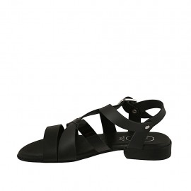Sandale pour femmes en cuir et cuir verni noir talon 2 - Pointures disponibles:  32 2