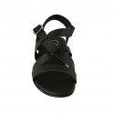 Woman's sandal in black leather and patent leather heel 2 - Available sizes:  32, 33