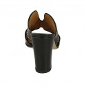 Mule ouvert pour femmes avec goujons en cuir noir talon 8 - Pointures disponibles:  32