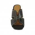 Mule ouvert pour femmes avec goujons en cuir noir talon 8 - Pointures disponibles:  32