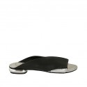 Woman's open mules in black and silver leather heel 1 - Available sizes:  33