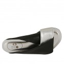 Woman's open mules in black and silver leather heel 1 - Available sizes:  33
