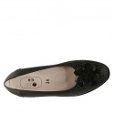Zapato de salon con moño para mujer en piel y piel perforada negra cuña 3 - Tallas disponibles:  32