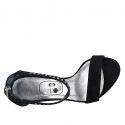 Scarpa aperta da donna con cerniera, strass ed elastico in camoscio nero tacco 11 - Misure disponibili: 34