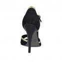 Chaussure ouverte pour femmes avec accessoire en daim noir et cuir platine talon 11 - Pointures disponibles:  42