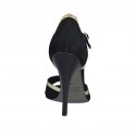 Woman's open shoe with accessory in black suede and platinum leather heel 11 - Available sizes:  42