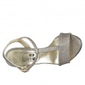 Sandale pour femmes avec courroie et plateforme en tissu scintillant platine talon 11 - Pointures disponibles:  43