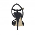 Sandalia para mujer con plataforma y cinturon en piel negra tacon 11 - Tallas disponibles:  42