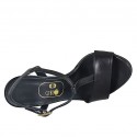 Sandalia para mujer con plataforma y cinturon en piel negra tacon 11 - Tallas disponibles:  42
