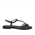 Sandale pour femmes en cuir noir talon 1 - Pointures disponibles:  33