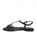 Sandale pour femmes en cuir noir talon 1 - Pointures disponibles:  33